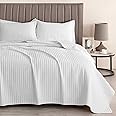 Great Bay Home King Quilt Bedding Set, 3-Piece Lightweight Summer Channel Stitch Quilt Set with Shams, Ultra Soft Cream Bedspreads, Quilted Bedding Coverlets for All Seasons