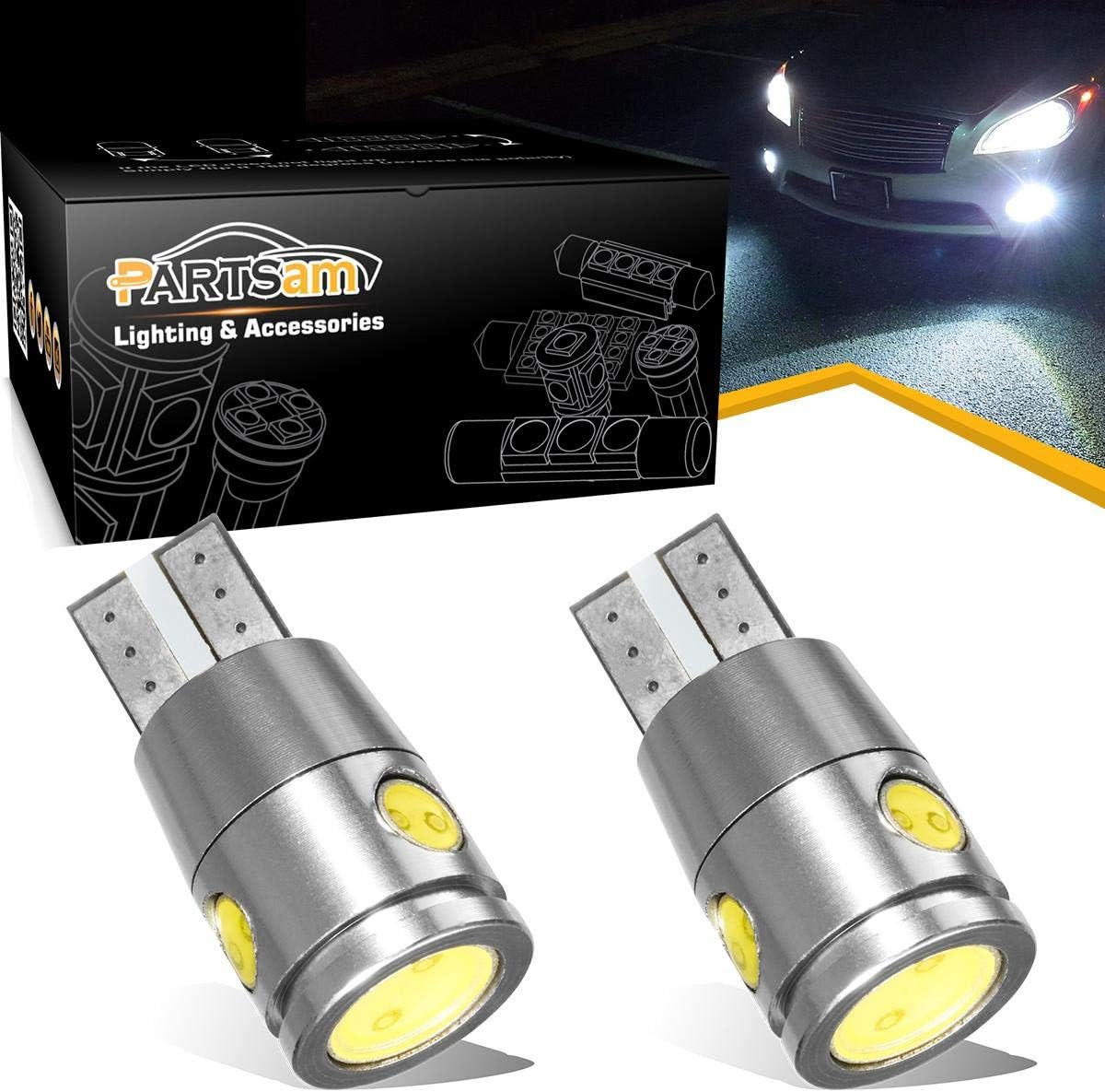 Partsam 2pcs T10 T15 921 2825 147 W5W Backup Reverse Light Reverse Lamps Xenon White 6000k High Power Parking License Plate Light Led Bulbs Ultra Bright LED