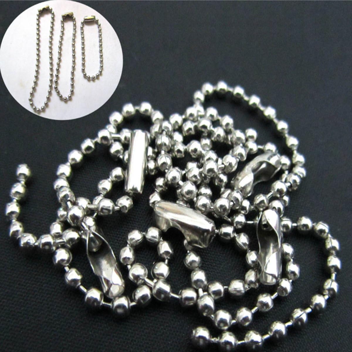 4 pack Beaded Pull Chain Extension, Each Chain Length 39 Inch (1 Meter) with Two Additional Matching Connectors, 3.2 mm Diameter Beaded, Silvery - - 