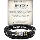 Larvincy To My Grandson Bracelet from Grandma Grandpa With Heartfelt Message & Elegant Box, Grandson Jewelry Gifts from Grandparents, Bracelets For Men on Birthday Wedding Father Day Christmas & More