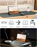 YSAGi Leather Desk Mat Large 60x35 cm Non-Slip Waterproof Dark Green view 6