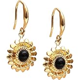 Gempires Flower Crystal Dangle Earrings Lightweight Handmade Gemstone Jewelry Hypoallergenic Gold Plated Trendy Western Fashion Earrings For Women