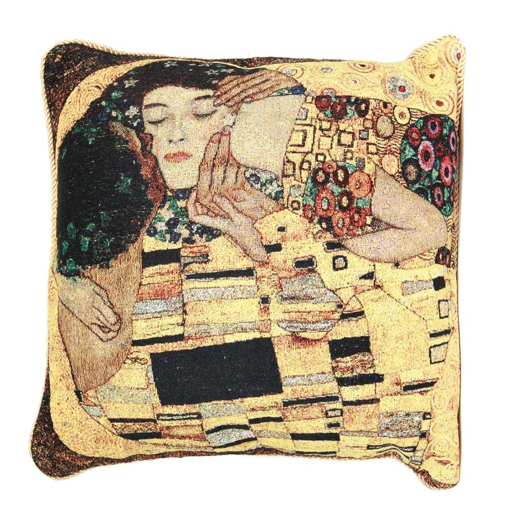 Signare Klimt Art Cushion Cover Designer Colourful Tapestry | Double Sided 45x45cm | Gold — image 1