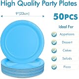 PARTY GO 50 Pcs 9 Inch Blue Paper Plates Disposable Party Supplies view 2