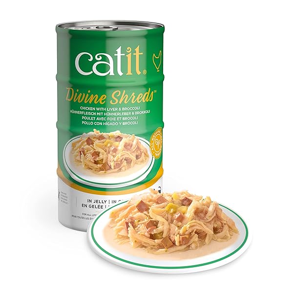 CATIT DIVINE SHREDS IN JELLY, PREMIUM WET CAT FOOD, CHICKEN WITH LIVER & BROCCOLI