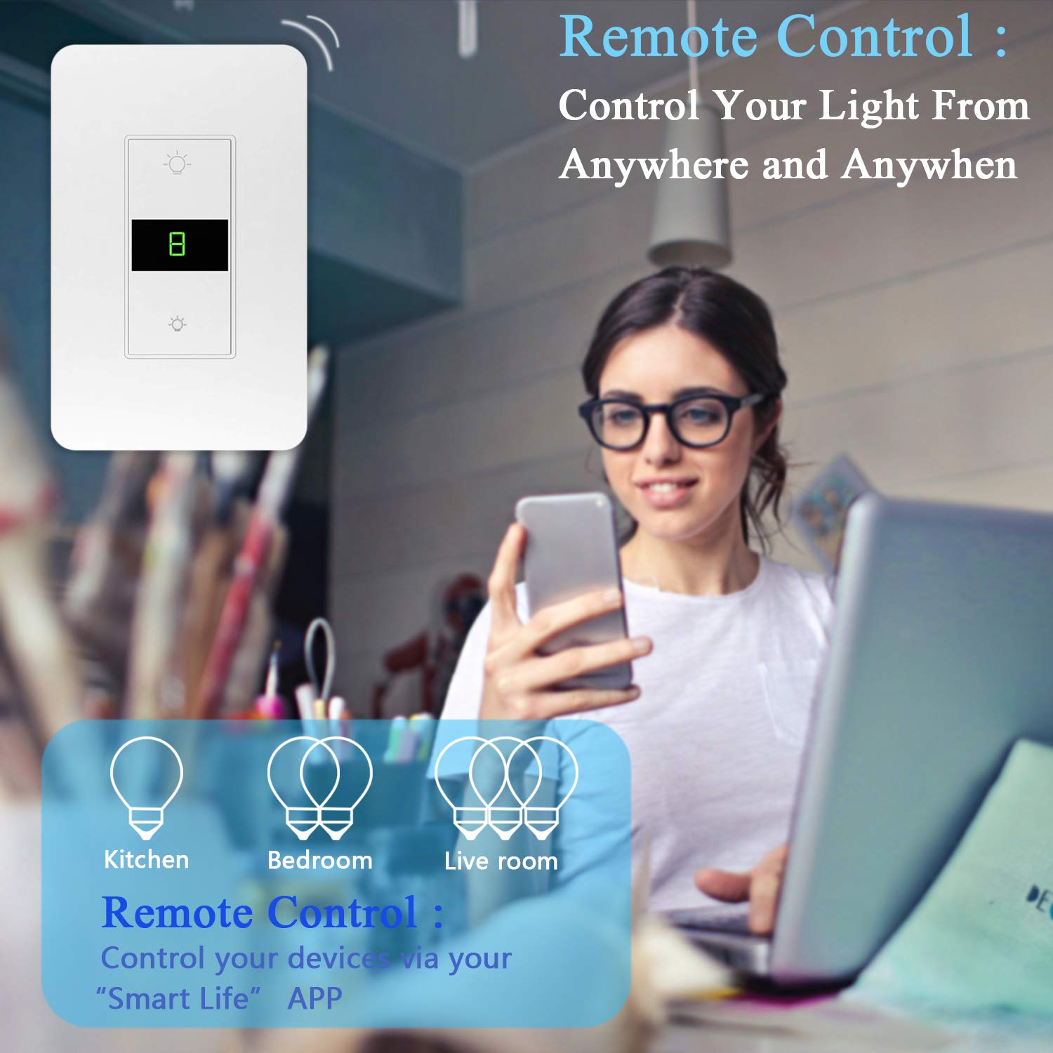 Kkcool Smart Dimmer Switch, Alexa Dimmer Switch, Smart WiFi Light