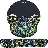 GIM Gaming Mouse Pad and Keyboard Wrist Rest Set Fresh Flowers Memory Foam