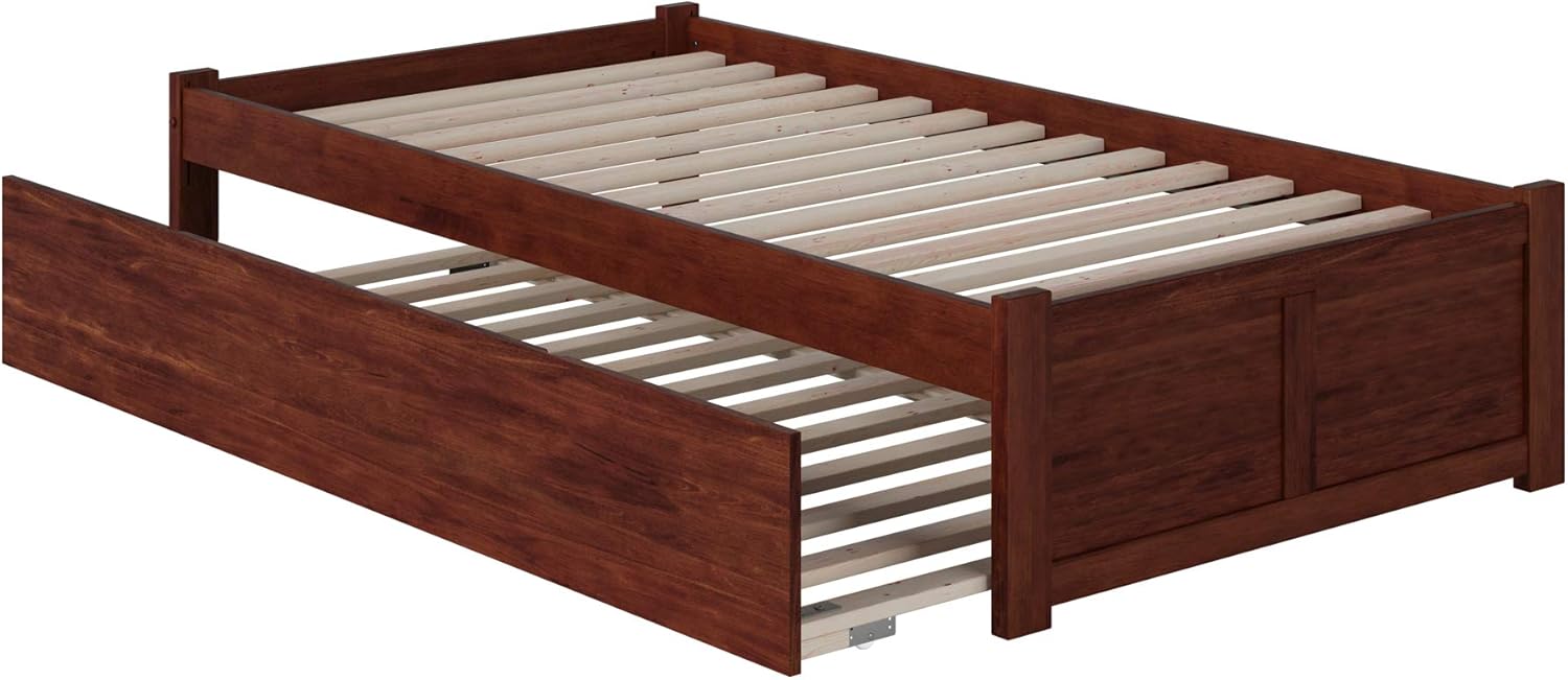 Atlantic Furniture Concord Bed with Footboard and Twin Extra Long Trundle, XL, Walnut