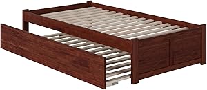 Atlantic Furniture Concord Bed with Footboard and Twin Extra Long Trundle, XL, Walnut