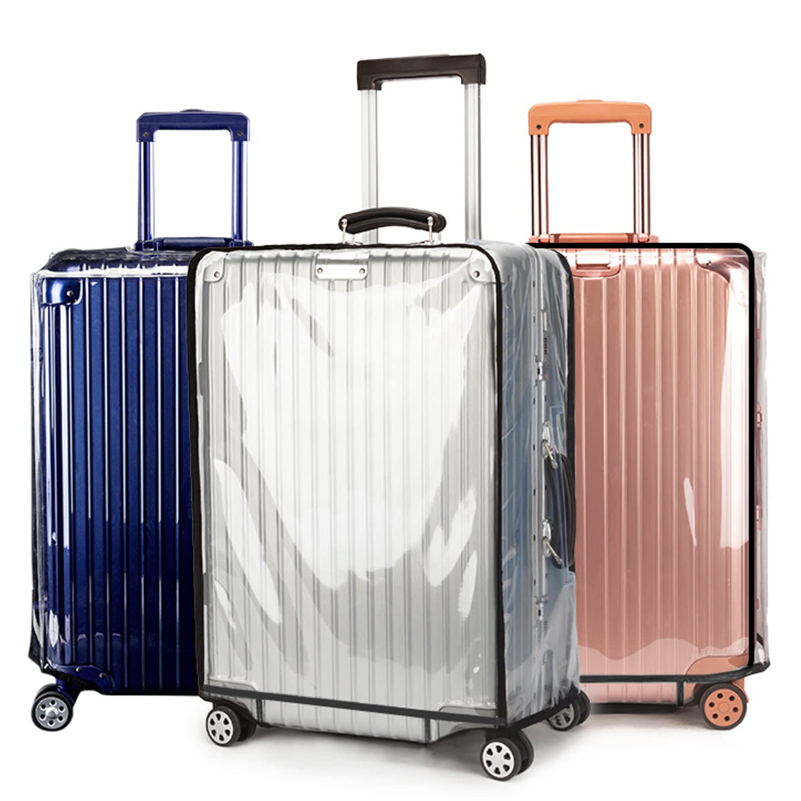 T Tersely 3 Pieces Luggage Cover Protectors, for 20 24 28 inch luggage Clear PVC Suitcase Cover Set,Waterproof Suitcase Protective Covers for Tsa Approved for Travel
