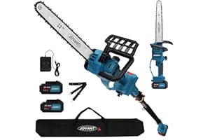 Jovant 12 Inch Electric Pole Saws for Tree Trimming, 2-in-1 Cordless Pole Saw 2 x 4.0Ah Battery Powered Pole Chainsaw Lightweight with Shoulder Strap for Thicker Wood Cutting Pruning