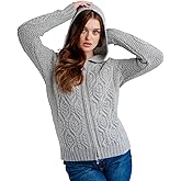 SAOL Women’s Hooded Zip Cardigan – Pure Merino Wool Irish Sweater – Warm & Breathable Outer Layer