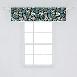 Ambesonne Brown and Blue Window Valance, Dots