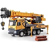 BLUEYAK Crane Truck Toys,Construction Toy Trucks Set,29 inches Cranes Arm Alloy Engineering Construction Vehicles with Lights and Sounds,Toddler Toy Trucks,1:30 Crane Trucks for Boys Age 3 4 5 6 7