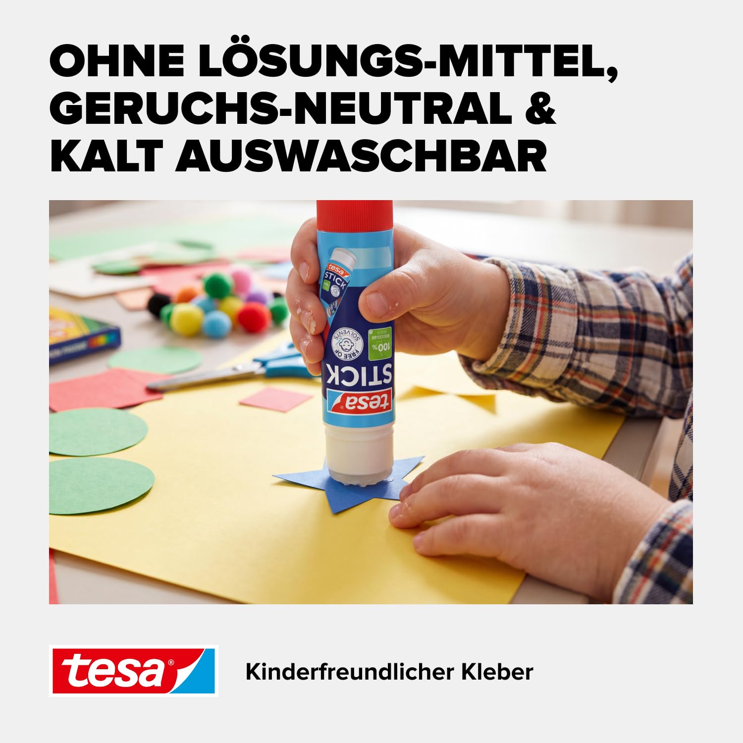 tesa Stick ecoLogo - Geruchsneutraler Klebestift für Papier und Pappe - Lösungsmittelfrei und Umweltschonend - 4 x 20 g 5