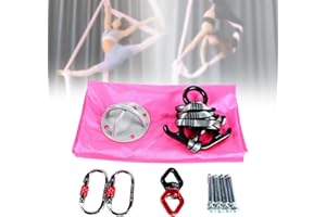 OUKANING Aerial Silks Starter Kit Yoga Swing Set Equipment for Aerial Yoga, 3 Yards Aerial Yoga Hammock kit with Hardware, Aerial Swing for Acrobatic Flying Yoga & All Levels