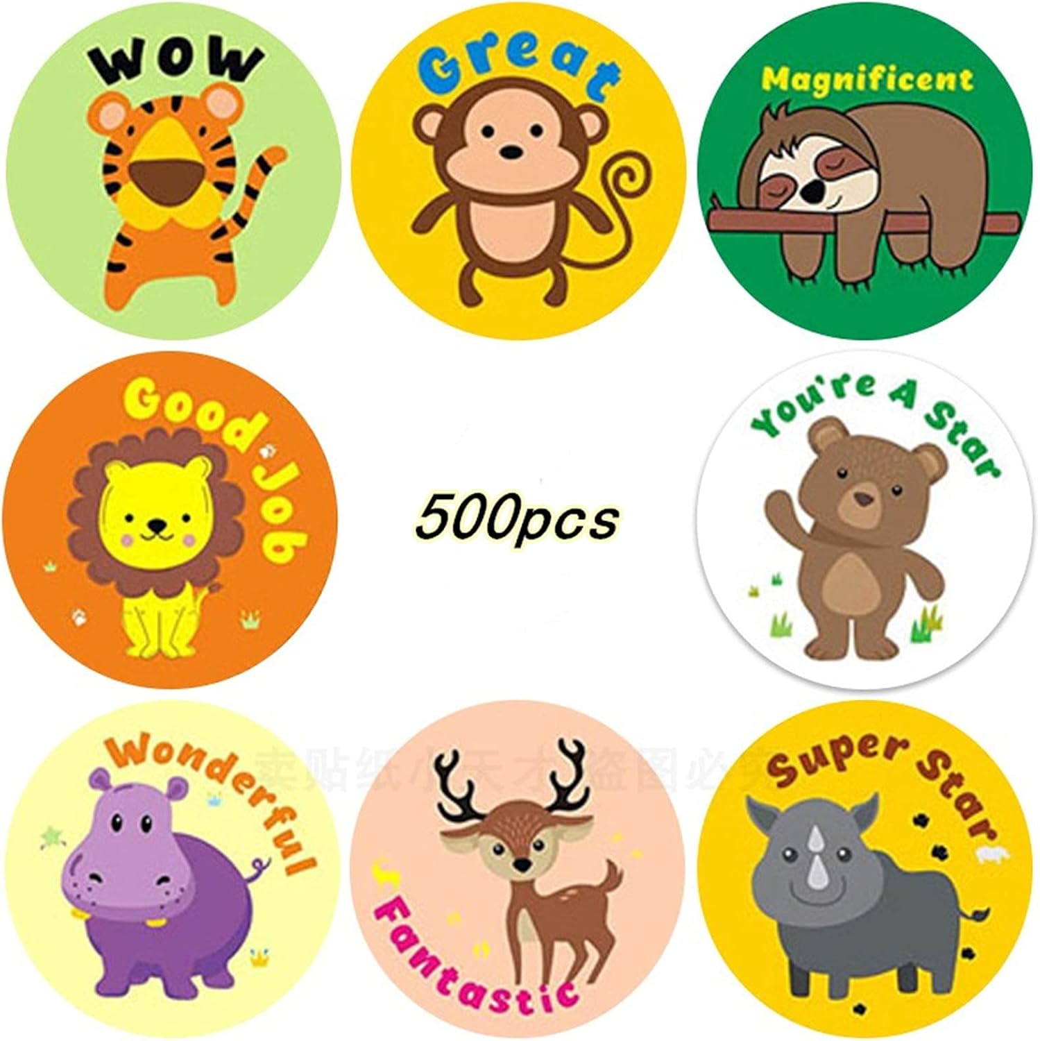 500pcs Reward Stickers Roll, 1.5inch School Motivational Stickers for Children Student, Animal Cartoon Stickers for Teacher Parents Classroom with 8 Designs for Kids: Kitchen & Dining