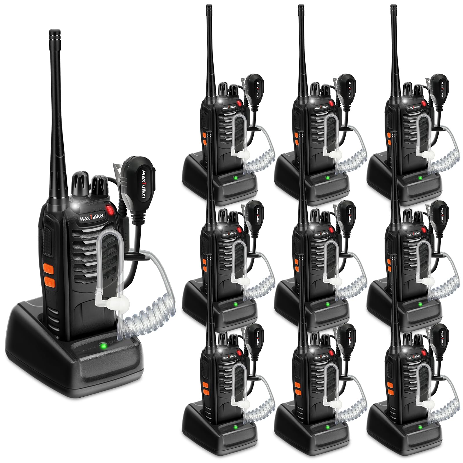 Photo 1 of Radios Walkie Talkies Long Range: MaxTalker MT-8S Walkie Talkie with Earpiece, 1500mAh Battery, Rechargeable Walkie Talkies for Adults Business Education, Construction School Church Restaurant,10 Pack