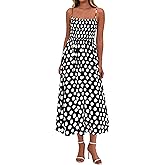 PRETTYGARDEN Womens Polka Dot Dress 2026 Summer Sleeveless Spaghetti Straps Smocked Sun Dress Flowy Spring Beach Midi Dresses