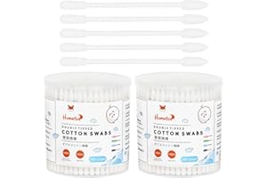 HOMEFOX White Cotton Swabs Spiral Pointed - 400 Count Organic Cotton Buds Double Side Tightly Wrapped Precision Cotton Tips Paper Stick Soft Gentle Lint-Free Cruelty-Free, Spiral & Pointy (White)