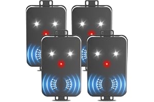 JAHY2TECH 4 Pack Car Rodent Repellent Under Hood,Ultrasonic Rodent Repellent for Car Engines,Battery Operated Mouse Repellent Smart Detection Strobe Light to Keep Rodents Out of Car RV Garage Vehicle Protection