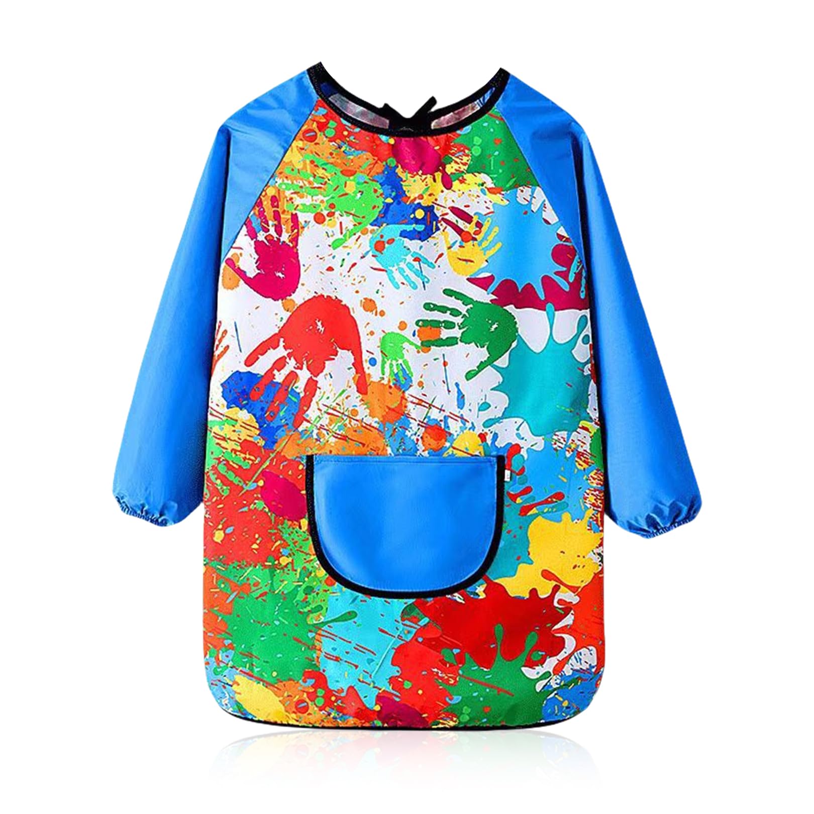 Kids Painting Apron 6-12 Age,Art Apron for Kids/Children/Toddler Aprons,Waterproof Graffiti Long Sleeves Smock with Large Pockets,Suitable for Boys and Girls Cooking,Painting,Craft,School (Blue)
