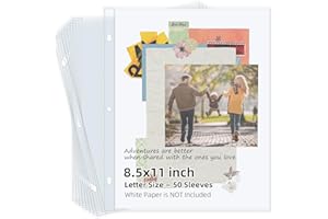 Vienrose Scrapbook Refill Pages 8.5x11, 50 Pack Heavyweight Clear Page Protectors for 3 Ring Binders, Top Loading Plastic Sleeves for Scrapbook Albums & Photo Storage (No Paper Inserts, Acid Free)