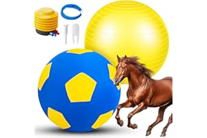 Suilung 48 Inch Giant Herding Ball with Cover Anti Burst Ball Please Watch VCR for How to Inflation Large Horse Toys for Horse Stall Entertainment Play, Pump Included (Blue-Yellow)