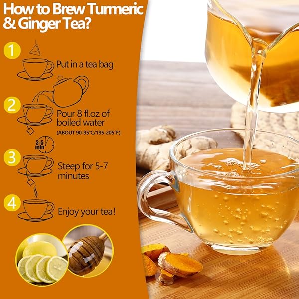 120 PREMIUM TURMERIC, GINGER, CINNAMON BLEND TEA BAGS, 100% NATURAL & NO ADDITIVES & CAFFEINE FREE.
