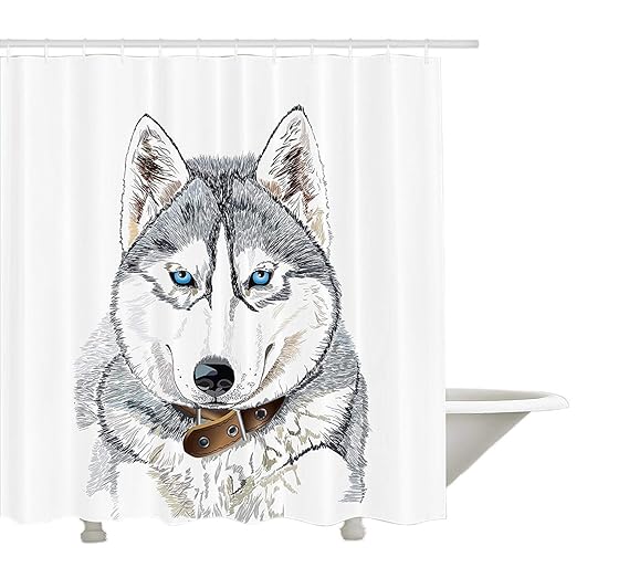 Siberian Husky Bathroom Home Decor Fabric Shower Curtain Liner Bath Mat 71x71 Garden Curtains Bathroom Supplies Accessories Garden Curtains Home Garden