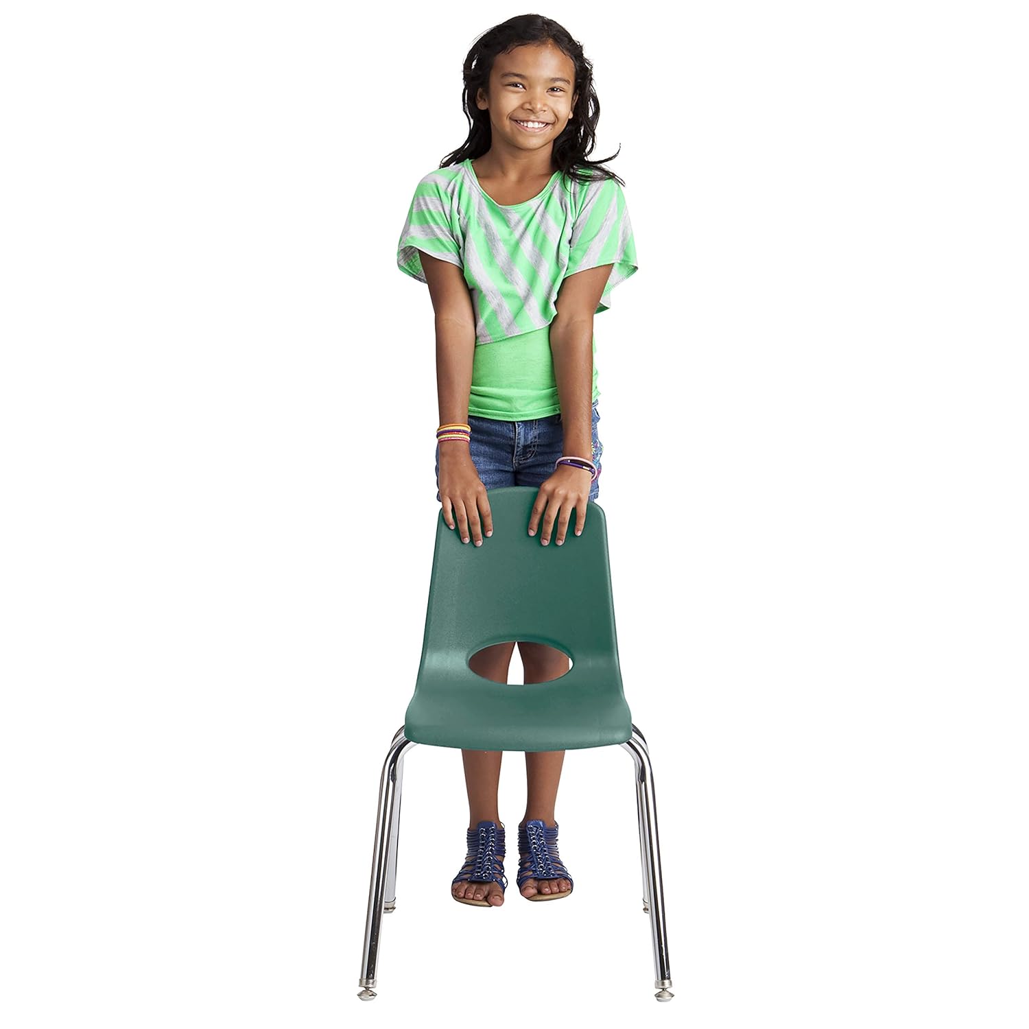 Factory Direct Partners-10370 16" School Stack Chair, Stacking Student Seat with Chromed Steel Legs and Nylon Swivel Glides; for in-Home Learning or Classroom - Assorted Colors (6-Pack): Industrial & Scientific