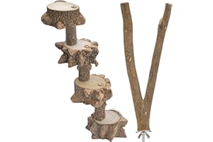 Luonfels Bird Perch Stand Ladder Toys,Cage Wooden Hanging Perch Platform Swing Toy for Parakeets,Budgies,Cockatiels,Conures,Finches