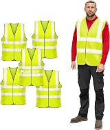 Vasego 5 Pack Hi Vis Reflective Safety Vest Yellow XL ANSI Class 2 Work Bike view 1