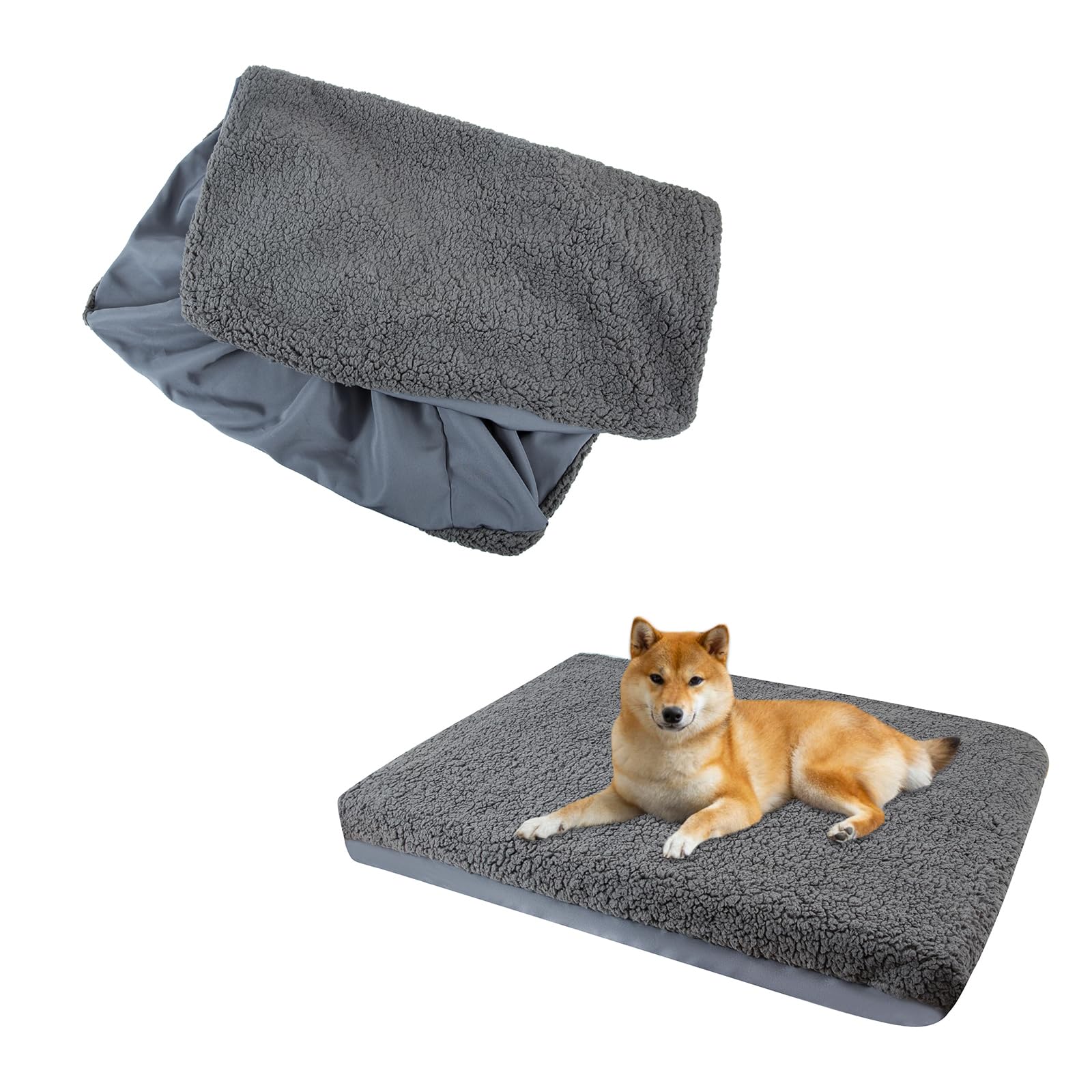 Nogsay Dog Bed Cover,Replacement Soft Plush Outer Cover for For Small/Medium/Large/XL Dog's Beds,Waterproof Washable Dog Crate Cushion,Pets Mattress Protector Cover(Cover Only) (XL:44x35x6 inch)
