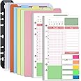 Rancco A6 Planner Inserts Daily Planner Refills, 90 Pages Colorful 6-Ring Loose-leaf Binder Inserts w/Divider, PVC Pouch, Ruler, Index Tab for Journal, Filofax, Double-sided, Undated,6.9x3.7"