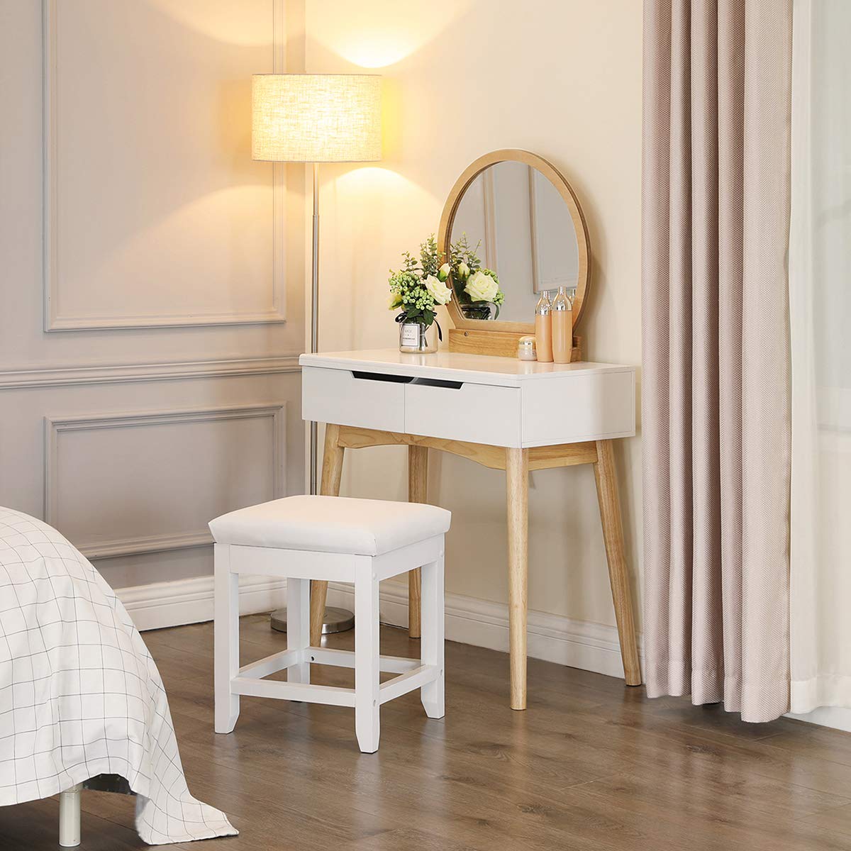 Songmics Vanity Stool Pu Leather Makeup Dressing Stool With Rubberwood Legs Modern Stool Dark Brown Urds52z Kitchen Dining Dprd Tasikmalayakab Go Id