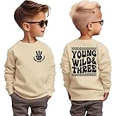 BOUTIKOME Young Wild and Three Birthday Boy Sweatshirt 3 Year Old Boy Pullover Third B-Day Party Shirt Fall Long Sleeve Tops