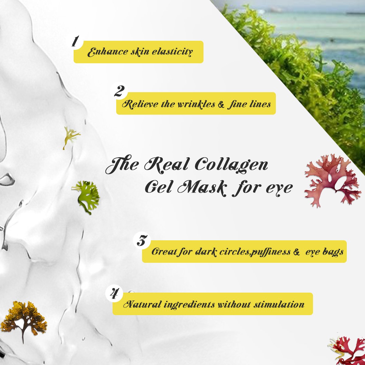 Eye Mask, Eye Treatment Masks, Collagen Eye Pads, LuckyFine Collagen Eye Mask for Anti Aging, Dark Circles and Puffiness, Anti Wrinkle, Moisturizing, Whitening 10 Pairs