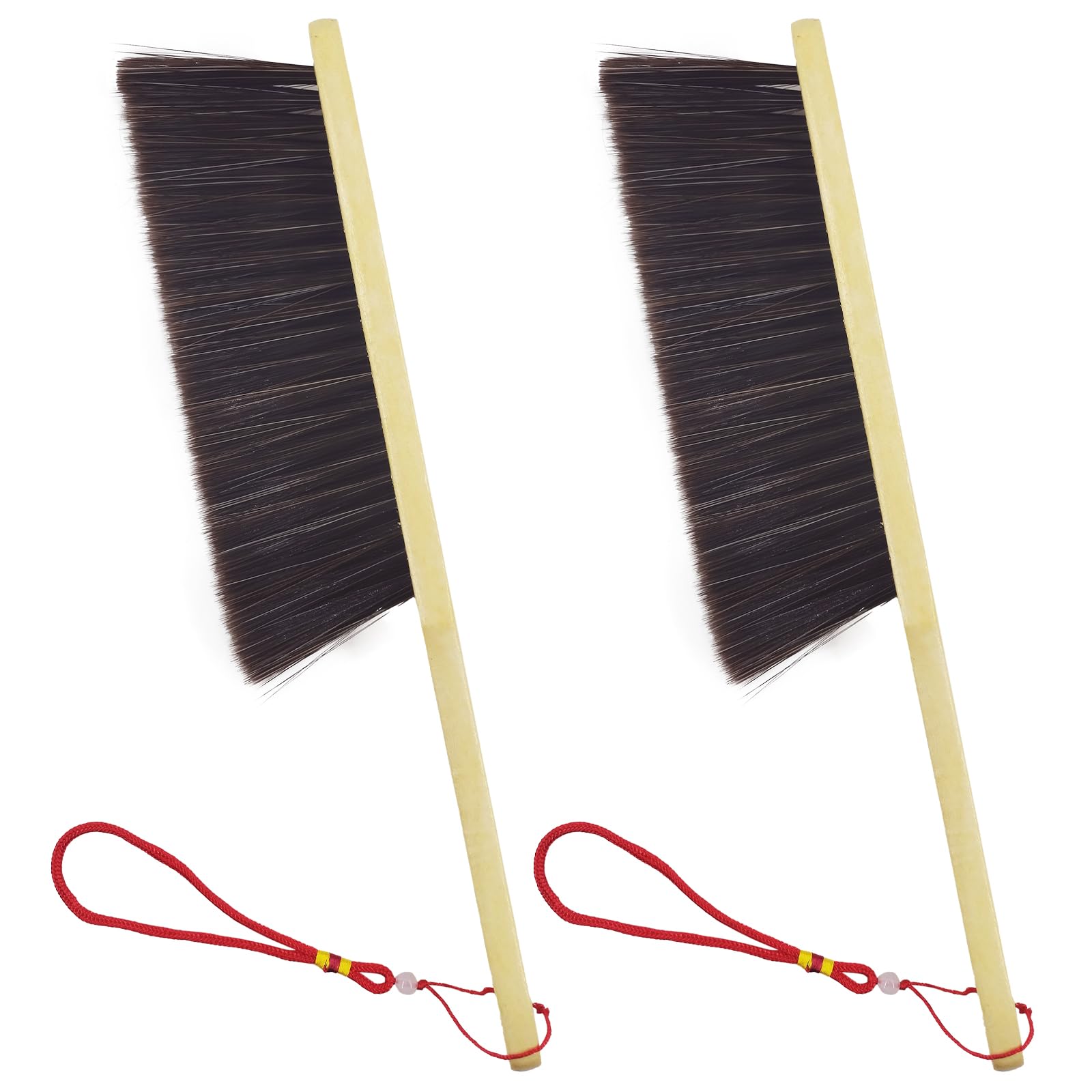 View 1 of 2 Piece Wooden Hand Broom, Dust Brush,Bench Brushes,Soft Bristles, Long Fireplace Brush with Wood Handle for Clothes Household Cleaning, Counters, Beds, Sofas, Car Fireplaces, Benches, Furniture