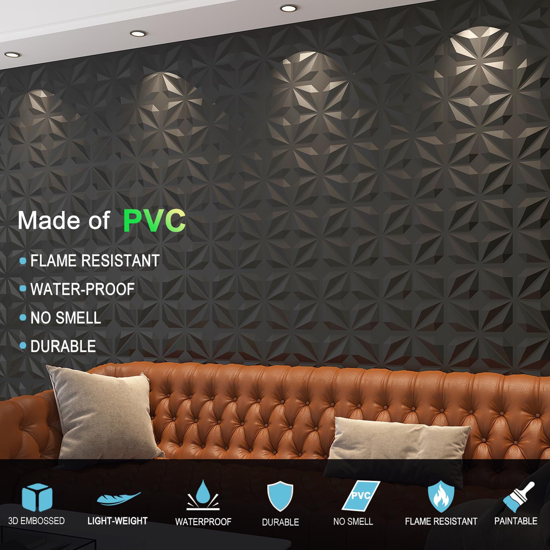 Mua MIX3D 20 Pack Textured 3D Wall Panels for Interior Wall Decor, PVC ...