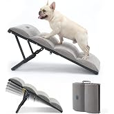 Veehoo Dog Ramp for Bed Couch Small Large Dogs, Foldable Pet Ramp 12"-20" H | 5 Adjustable Height Portable Dog Ramps for Beds Bedside Folding Doggy Stairs Metal Frame for Senior Dogs, Up to 130lbs
