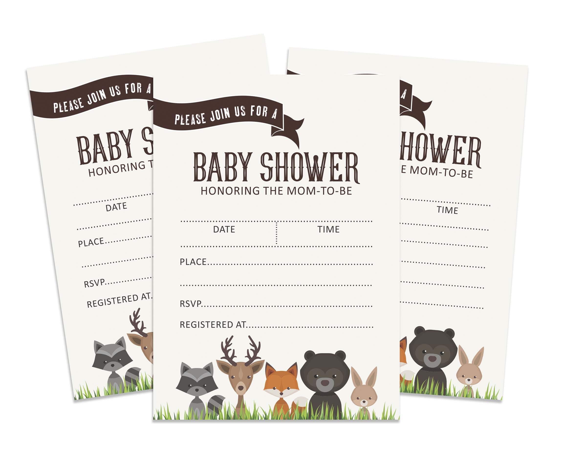 Inkdotpot 30 Jungle Animals Baby Shower Invitation Cards Gender Neutral Fill In Blank Invites