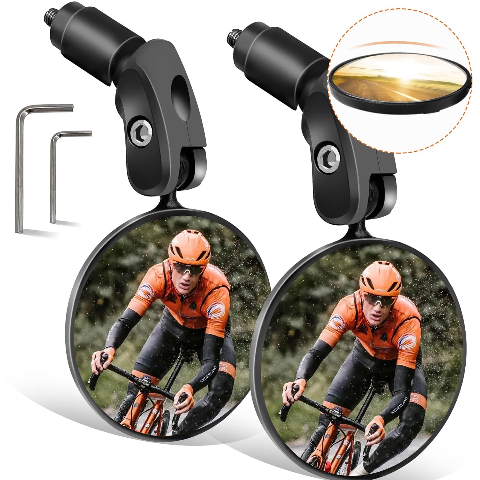 YHT Bike Mirrors,2 PCS HD 360 Dregree Handlebar End Bicycle Rear View Mirrors,Convex Mirror with Mounting Tool for Electric Bikes,Road Mountain Sooter Bike Universal