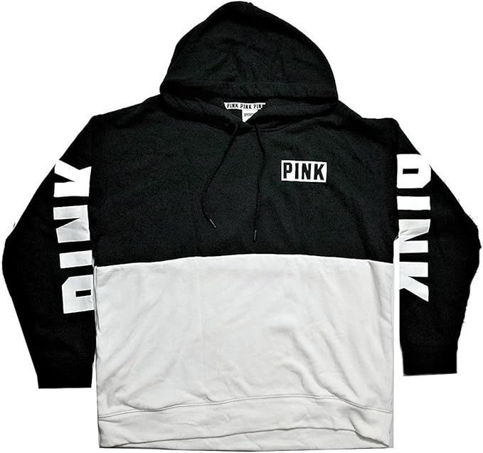 Victoria's Secret Pink Colorblock Pullover Hoodie Sweashirt (Medium