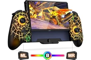 Gamtoure Hall Effect Switch Controller Wireless for Nintendo Switch/OLED, One-Piece Switch Joypad - Macro, Adjustable RGB Light, Ergonomic Grip, Turbo, 1000mAH Battery (Spider) - Black Myth: Wukong