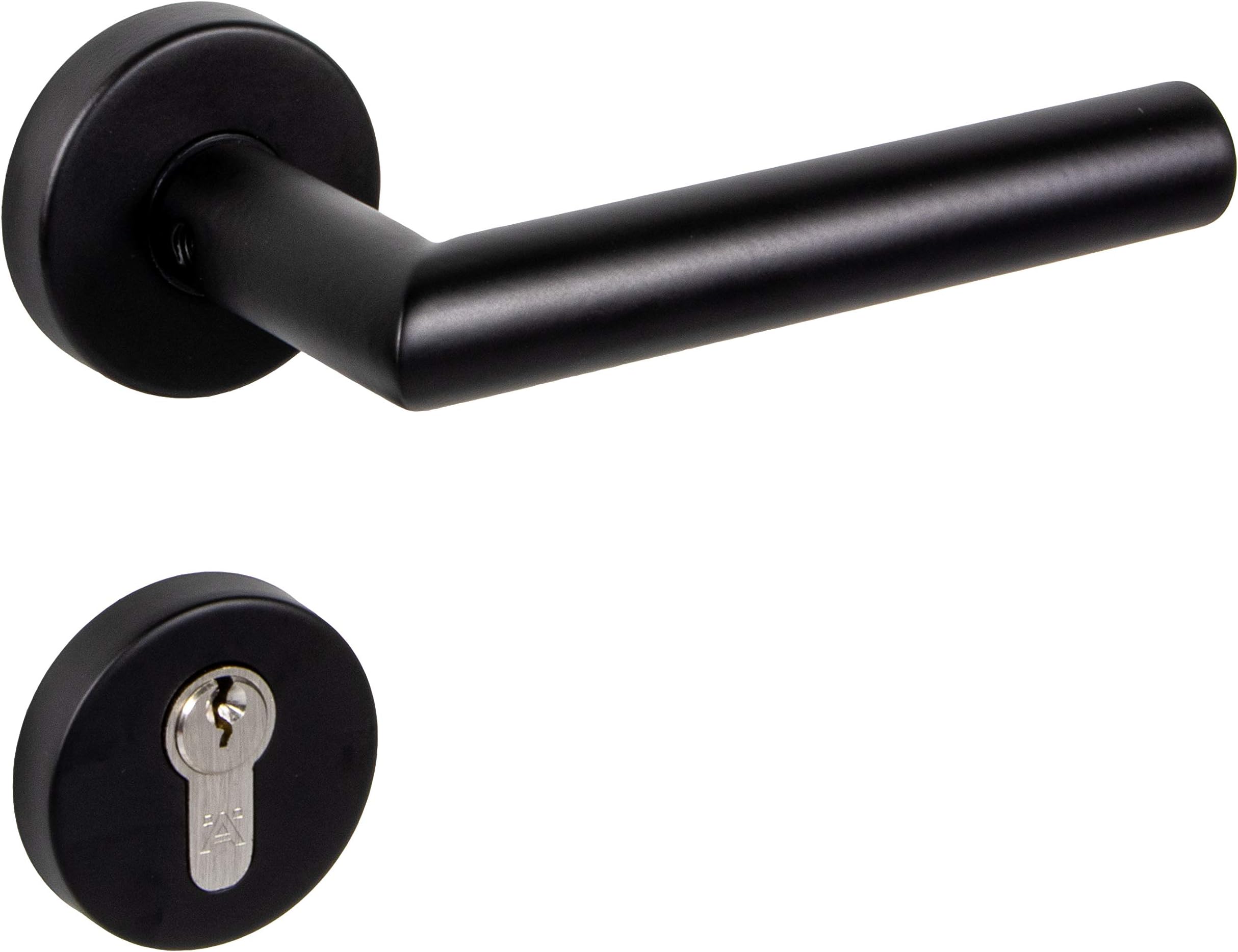 GedotecChapo - Stainless Steel Door Handle and Knob Set - Black Stainless Steel Spring Handles and Knobs for External and Internal Use - Window Lock - for Door Sizes 35-47 mm Thickness