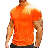 RGJU Mens Running Shirt Quick Dry Fit Short Sleeve Performance T-Shirt Moisture Wicking Ourdoor Active Wear Reflective