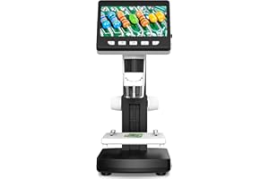 T TAKMLY LCD Microscope 4.3" IPS Screen, 1080P Digital Stand Microscope Inspetion Camera, 8 LED Lights, 50x-1000x Magnification, USB Electron Microscopes Compatible with Computer