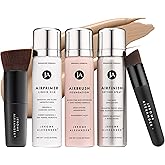 MagicMinerals AirBrush Foundation Set by Jerome Alexander - Complete 5pc Spray Makeup Set with Foundation, Primer, and Setting/Finishing Spray - for Smooth, Radiant Skin (Warm Medium)