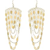 Bohemian Boho Tassel Dangle Drop Earrings for Women – Lightweight Filigree Gypsy Coin Chandelier Disc Charm Hoops – included Gift Box